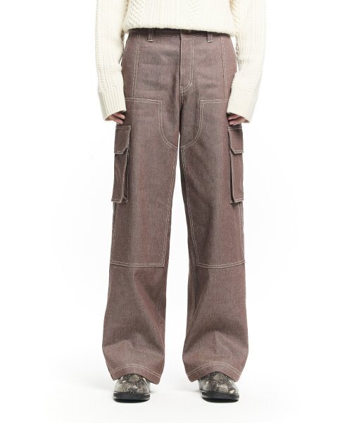 MAISON MINED(メゾンミネド)の「OBLIQUE CARPENTER WIDE PANTS BROWN(その他パンツ・メンズ・その他・46/48/50)」の1枚目の写真