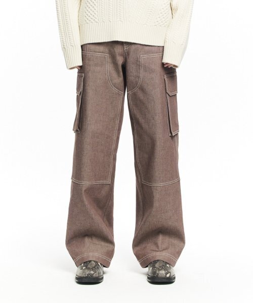 MAISON MINED(メゾンミネド)の「OBLIQUE CARPENTER WIDE PANTS BROWN(その他パンツ・メンズ・その他・46/48/50)」の2枚目の写真