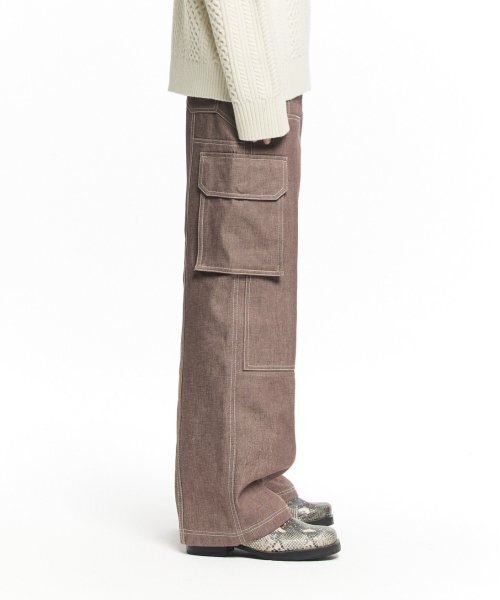 MAISON MINED(メゾンミネド)の「OBLIQUE CARPENTER WIDE PANTS BROWN(その他パンツ・メンズ・その他・46/48/50)」の3枚目の写真