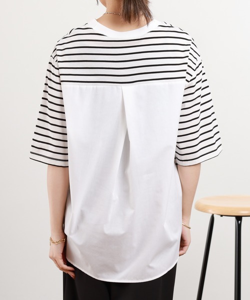 Anna Nicola（アンナニコラ）の「Anna Nicola 異素材切替ボーダーカットソー（Tシャツ/カットソー・レディース・オフホワイト/ブラック・38）」の20枚目の写真