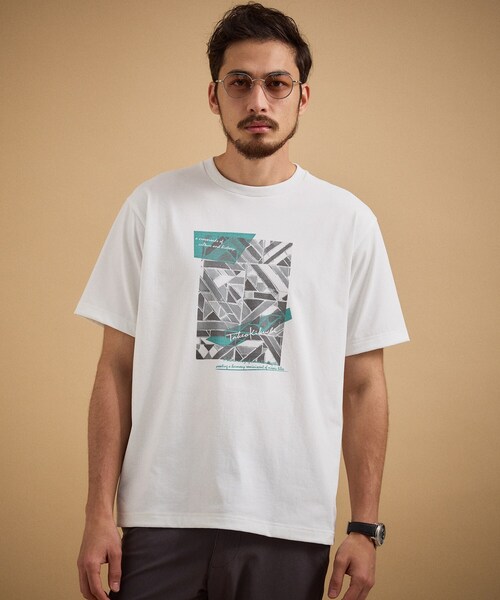 TAKEO KIKUCHI(タケオキクチ)の「モノクロタイルTシャツ(Tシャツ/カットソー・メンズ・ライトベージュ/ブラック/ホワイト・04/02/03)」の21枚目の写真