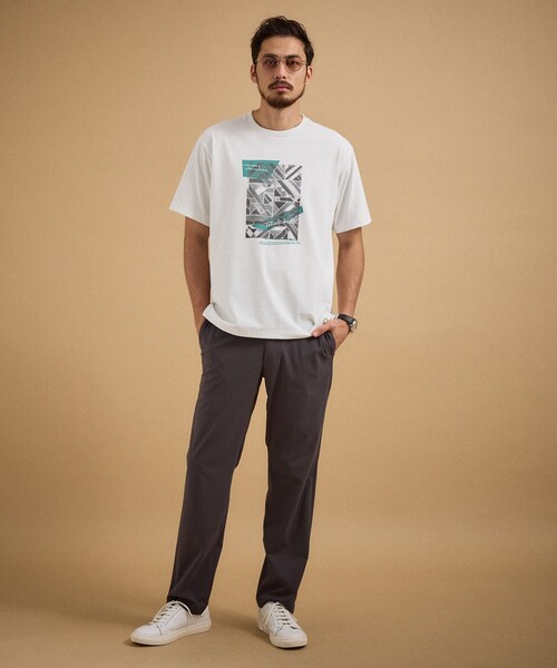 TAKEO KIKUCHI(タケオキクチ)の「モノクロタイルTシャツ(Tシャツ/カットソー・メンズ・ライトベージュ/ブラック/ホワイト・04/02/03)」の20枚目の写真