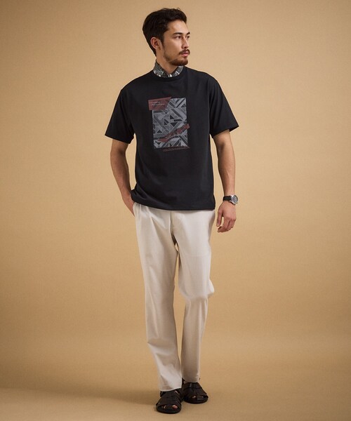 TAKEO KIKUCHI(タケオキクチ)の「モノクロタイルTシャツ(Tシャツ/カットソー・メンズ・ライトベージュ/ブラック/ホワイト・04/02/03)」の16枚目の写真