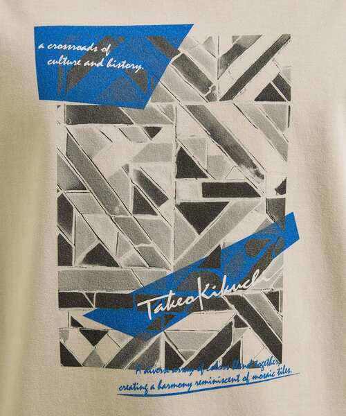 TAKEO KIKUCHI(タケオキクチ)の「モノクロタイルTシャツ(Tシャツ/カットソー・メンズ・ライトベージュ/ブラック/ホワイト・04/02/03)」の4枚目の写真