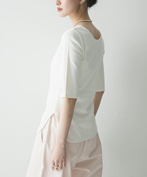 URBAN RESEARCH(アーバンリサーチ)の「5分袖リブカットソー(Tシャツ/カットソー・レディース・ブラック/オフホワイト/キャメル・FREE)」の5枚目の写真
