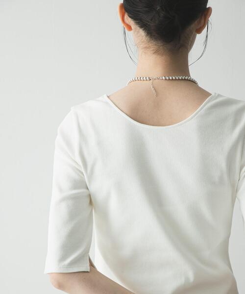 URBAN RESEARCH(アーバンリサーチ)の「5分袖リブカットソー(Tシャツ/カットソー・レディース・ブラック/オフホワイト/キャメル・FREE)」の6枚目の写真
