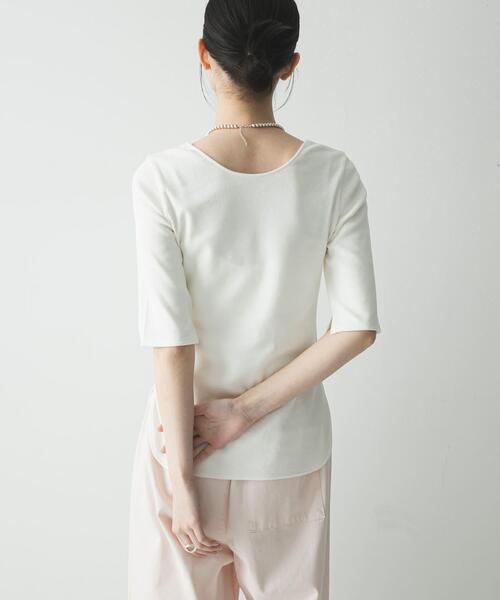 URBAN RESEARCH(アーバンリサーチ)の「5分袖リブカットソー(Tシャツ/カットソー・レディース・ブラック/オフホワイト/キャメル・FREE)」の7枚目の写真