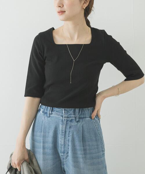URBAN RESEARCH(アーバンリサーチ)の「5分袖リブカットソー(Tシャツ/カットソー・レディース・ブラック/オフホワイト/キャメル・FREE)」の10枚目の写真