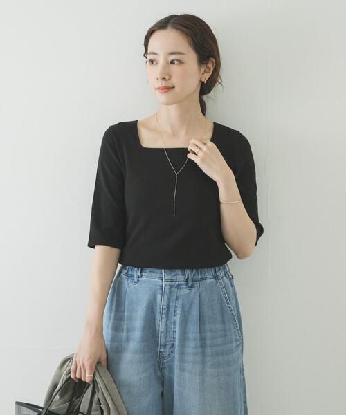 URBAN RESEARCH(アーバンリサーチ)の「5分袖リブカットソー(Tシャツ/カットソー・レディース・ブラック/オフホワイト/キャメル・FREE)」の13枚目の写真