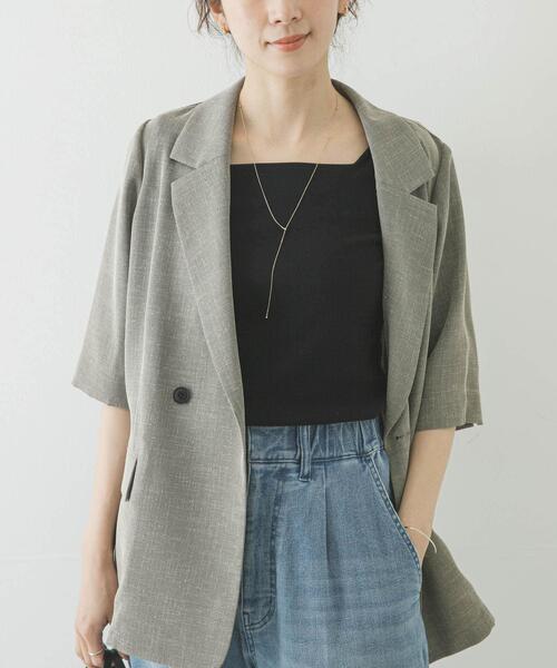 URBAN RESEARCH(アーバンリサーチ)の「5分袖リブカットソー(Tシャツ/カットソー・レディース・ブラック/オフホワイト/キャメル・FREE)」の14枚目の写真
