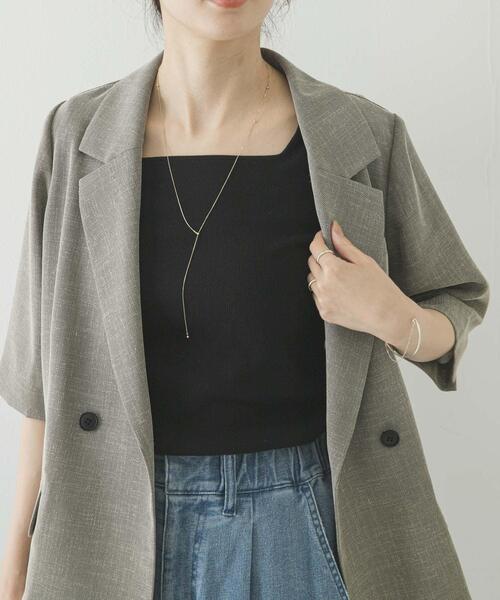 URBAN RESEARCH(アーバンリサーチ)の「5分袖リブカットソー(Tシャツ/カットソー・レディース・ブラック/オフホワイト/キャメル・FREE)」の15枚目の写真