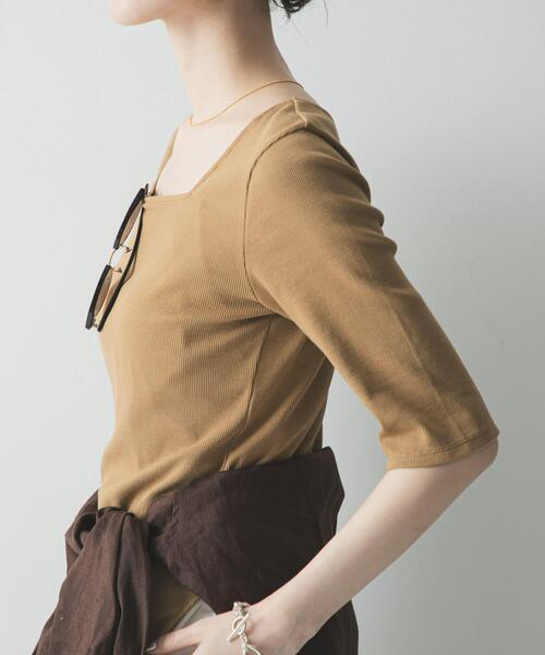 URBAN RESEARCH(アーバンリサーチ)の「5分袖リブカットソー(Tシャツ/カットソー・レディース・ブラック/オフホワイト/キャメル・FREE)」の19枚目の写真