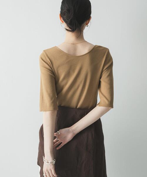 URBAN RESEARCH(アーバンリサーチ)の「5分袖リブカットソー(Tシャツ/カットソー・レディース・ブラック/オフホワイト/キャメル・FREE)」の21枚目の写真