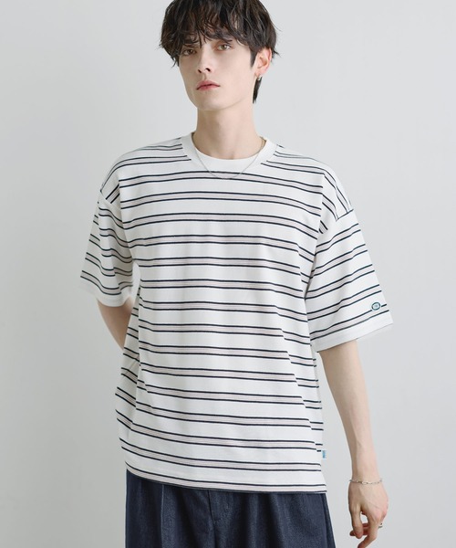 DISCUS(ディスカス)の「【COOLMAX/ドライ機能】DISCUS/レトロボーダーBOXT(Tシャツ/カットソー・メンズ・ダークグリーン/ホワイト/ホワイト系/グレイッシュベージュ・XL/M/L)」の5枚目の写真