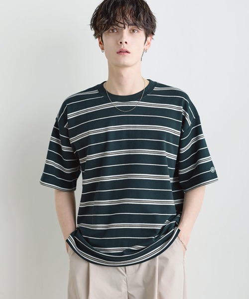 DISCUS(ディスカス)の「【COOLMAX/ドライ機能】DISCUS/レトロボーダーBOXT(Tシャツ/カットソー・メンズ・ダークグリーン/ホワイト/ホワイト系/グレイッシュベージュ・XL/M/L)」の9枚目の写真