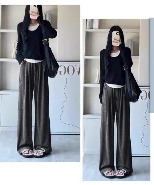 Miniministore(ミニミニストア)の「キラキララメスウェットパンツハイウエスト(その他パンツ・レディース・ダークグレー/ベージュ/ライトグレー/ブラック・FREE)」の9枚目の写真