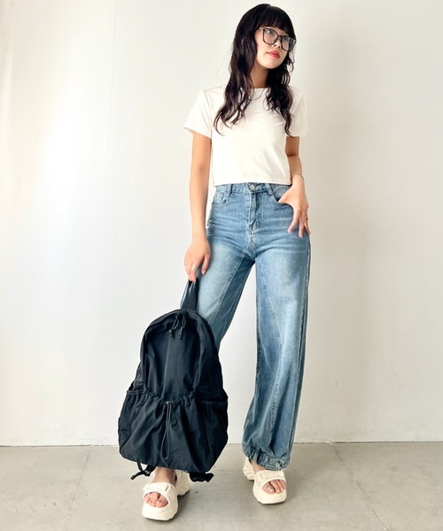 wears（ウェアーズ）の「【A4収納可】軽量ドローコードポケットバックパックリュック（バックパック/リュック・レディース・ブラック/ベージュ/カーキ・FREE）」の4枚目の写真