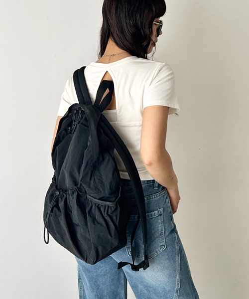 wears（ウェアーズ）の「【A4収納可】軽量ドローコードポケットバックパックリュック（バックパック/リュック・レディース・ブラック/ベージュ/カーキ・FREE）」の7枚目の写真