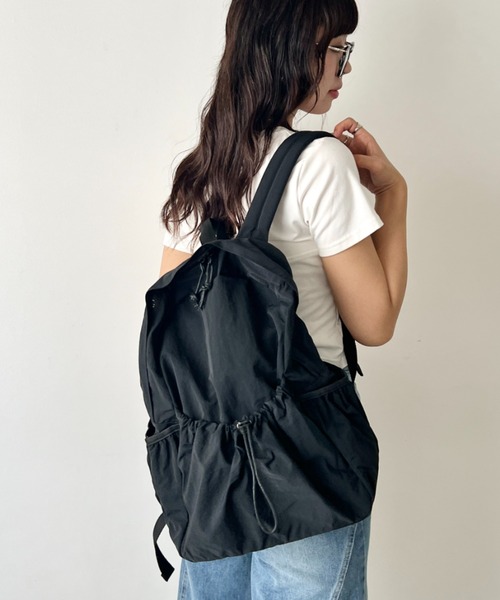 wears（ウェアーズ）の「【A4収納可】軽量ドローコードポケットバックパックリュック（バックパック/リュック・レディース・ブラック/ベージュ/カーキ・FREE）」の11枚目の写真