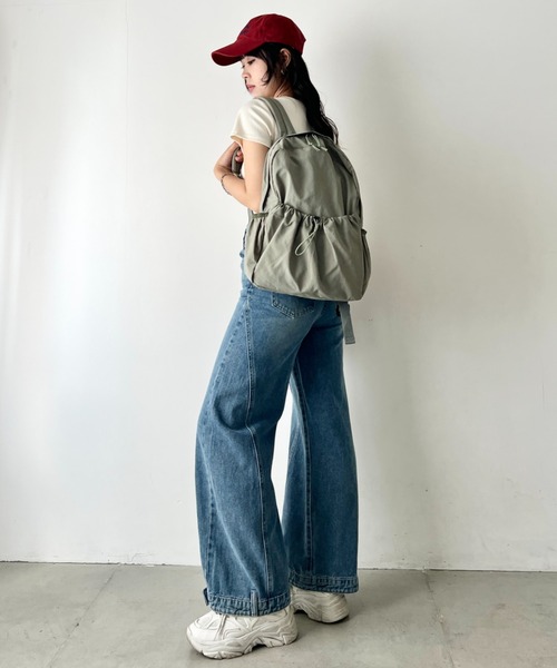 wears（ウェアーズ）の「【A4収納可】軽量ドローコードポケットバックパックリュック（バックパック/リュック・レディース・ブラック/ベージュ/カーキ・FREE）」の16枚目の写真