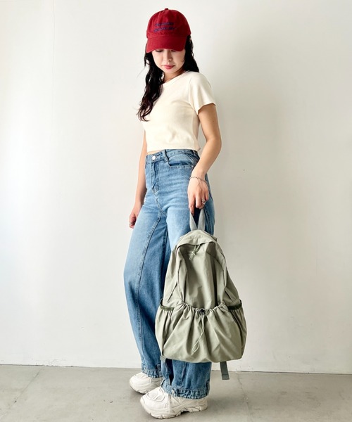 wears（ウェアーズ）の「【A4収納可】軽量ドローコードポケットバックパックリュック（バックパック/リュック・レディース・ブラック/ベージュ/カーキ・FREE）」の14枚目の写真