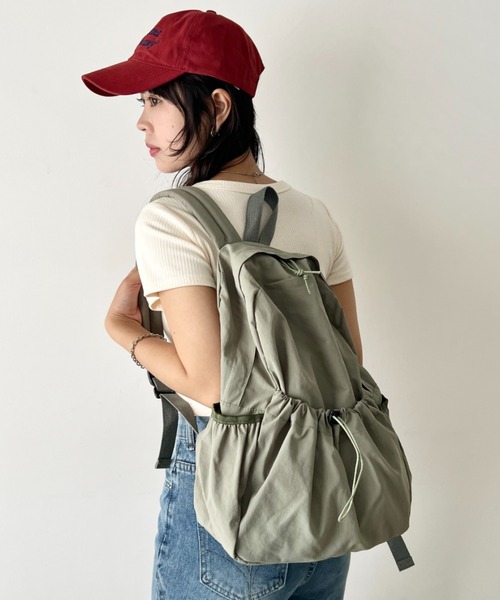 wears（ウェアーズ）の「【A4収納可】軽量ドローコードポケットバックパックリュック（バックパック/リュック・レディース・ブラック/ベージュ/カーキ・FREE）」の17枚目の写真