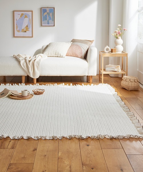 ラグマット|約90×130cm｜デザインイブル フリル付き(furry doudou