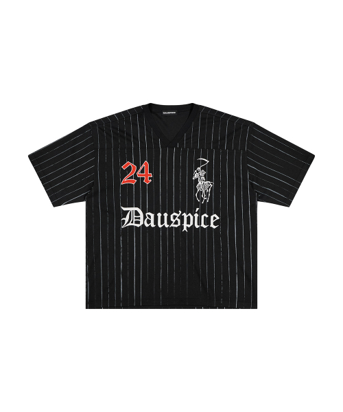 DAUSPICE(ディーオスピス)の「BB STRIPE FOOTBALL JERSEY Black(Tシャツ/カットソー・レディース・ブラック・MEDIUM/LARGE)」の2枚目の写真