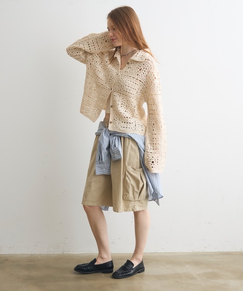 Crisp(クリスプ)の「side pocket half pants / サイドポケットハーフパンツ(その他パンツ・レディース・ブラック/アイボリー・FREE)」の1枚目の写真