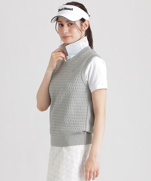 Paul Stuart(ポールスチュアート)の「【GOLF Women’s】ケーブルニットベスト(ベスト・メンズ・ネイビー/グレー・L/M)」の1枚目の写真