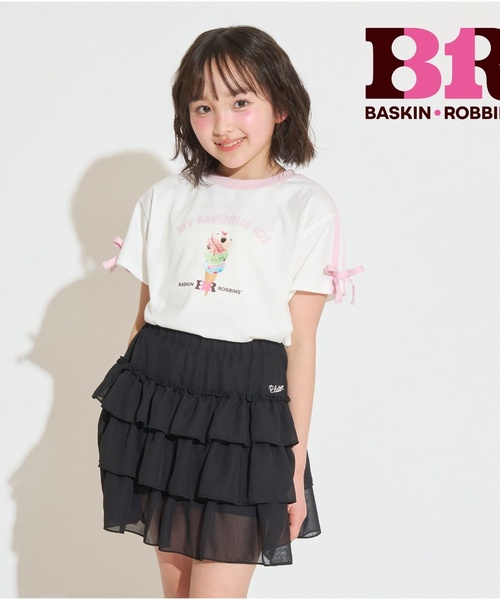 PINK-latte(ピンクラテ)の「【サーティワン】【接触冷感】袖ラインリボン半袖Tシャツ(Tシャツ/カットソー・キッズ・ピンク/ミント/モカ・160cm/150cm/140cm/130cm/120cm)」の1枚目の写真