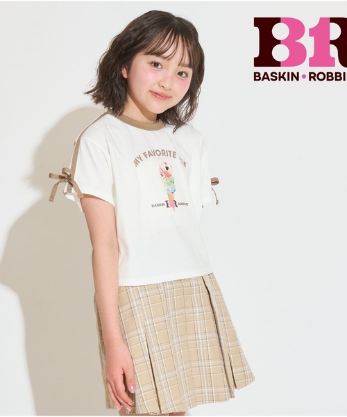 PINK-latte(ピンクラテ)の「【サーティワン】【接触冷感】袖ラインリボン半袖Tシャツ(Tシャツ/カットソー・キッズ・ピンク/ミント/モカ・160cm/150cm/140cm/130cm/120cm)」の2枚目の写真
