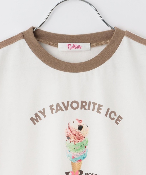 PINK-latte(ピンクラテ)の「【サーティワン】【接触冷感】袖ラインリボン半袖Tシャツ(Tシャツ/カットソー・キッズ・ピンク/ミント/モカ・160cm/150cm/140cm/130cm/120cm)」の5枚目の写真