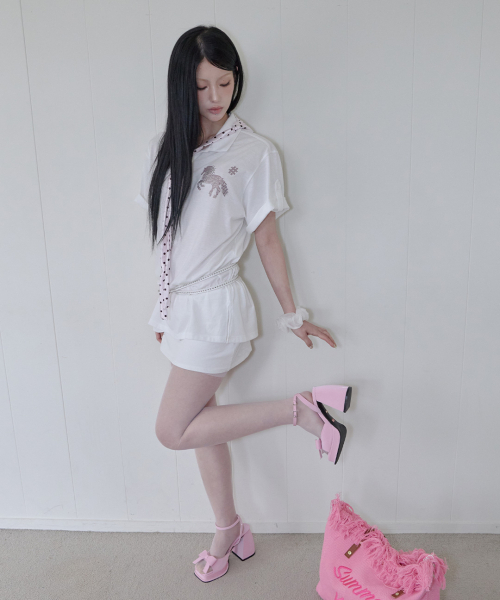 41PRAY(サイルプレイ)の「Horse Summer Polo Shirt / White(Tシャツ/カットソー・レディース・ホワイト・OS)」の2枚目の写真