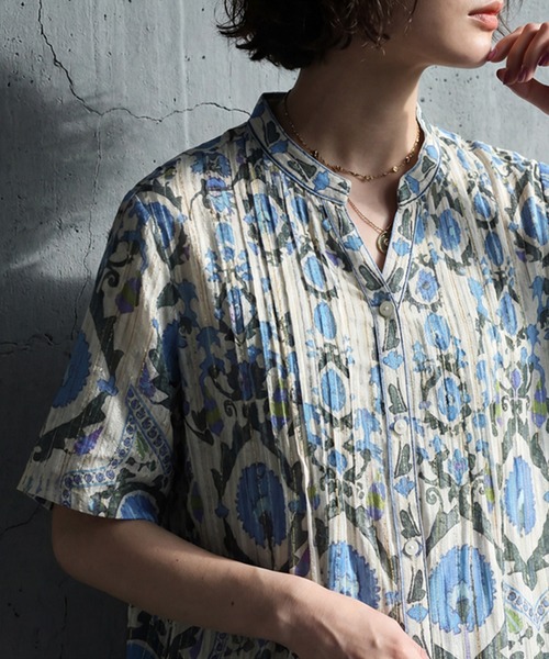 antiqua(アンティカ)の「ロング フレア 綿100 ワンピース(シャツワンピース・レディース・ブルー系その他・ONESIZE)」の5枚目の写真