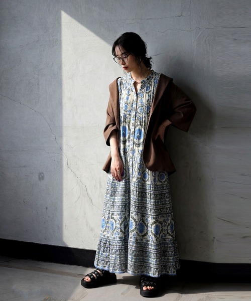 antiqua(アンティカ)の「ロング フレア 綿100 ワンピース(シャツワンピース・レディース・ブルー系その他・ONESIZE)」の6枚目の写真