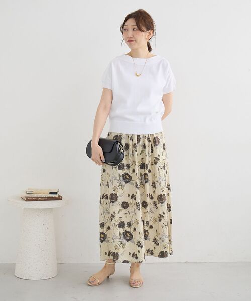 le.coeur blanc（ルクールブラン）の「《WEB限定アイテム》ボタニカルフラワースカート（スカート・レディース・イエロー系その他/ホワイト系その他2/ベージュ系その他2・38）」の6枚目の写真