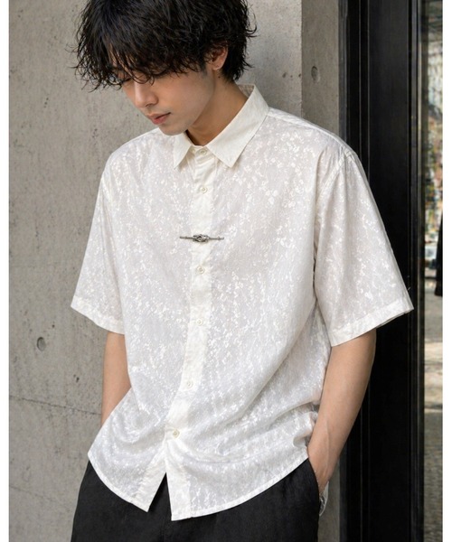 Bling Leads(ブリングリーズ)の「【Bls】 【ZM】【Bling Leads】フックデザイン チャイナドレスシャツ(シャツ/ブラウス・メンズ・ホワイト/ブラック・MEDIUM/LARGE)」の1枚目の写真