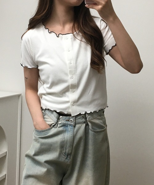 atONE(アットワン)の「メロークルーC/Dリブ 半袖(Tシャツ/カットソー・レディース・ブラック/オフホワイト・M)」の12枚目の写真