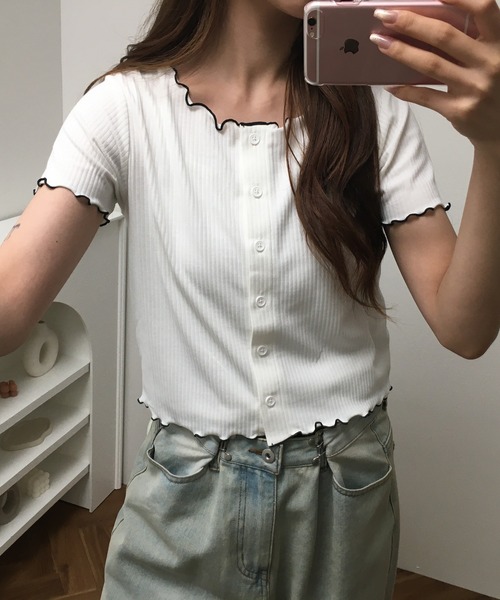 atONE(アットワン)の「メロークルーC/Dリブ 半袖(Tシャツ/カットソー・レディース・ブラック/オフホワイト・M)」の15枚目の写真