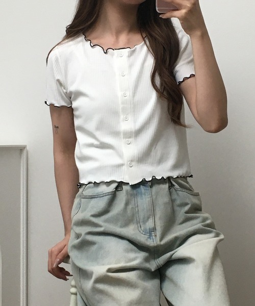atONE(アットワン)の「メロークルーC/Dリブ 半袖(Tシャツ/カットソー・レディース・ブラック/オフホワイト・M)」の17枚目の写真