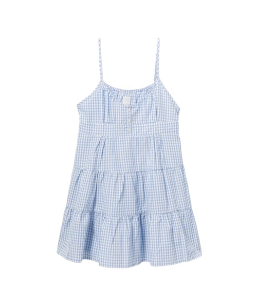 A BATHING APE(アベイシングエイプ)の「HEART BADGE WOVEN TABLE CHECK CAMI DRESS(ワンピース・レディース・サックスブルー・X-SMALL/SMALL)」の1枚目の写真