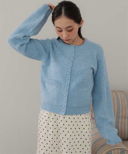 miette（ミエット）の「くるみボタンニットカーディガン（カーディガン/ボレロ・レディース・ライトブルー/チャコール/カーキ・FREE）」の19枚目の写真
