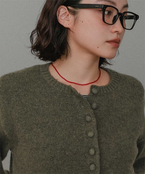 miette（ミエット）の「くるみボタンニットカーディガン（カーディガン/ボレロ・レディース・ライトブルー/チャコール/カーキ・FREE）」の15枚目の写真