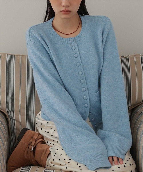 miette（ミエット）の「くるみボタンニットカーディガン（カーディガン/ボレロ・レディース・ライトブルー/チャコール/カーキ・FREE）」の22枚目の写真