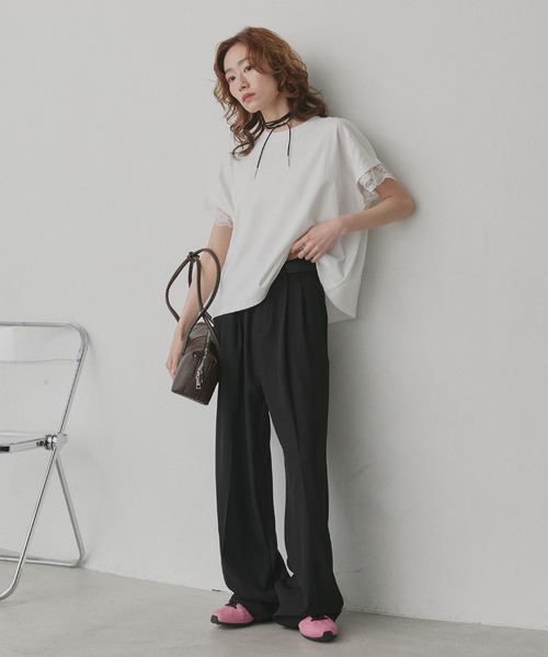 ad thie(アドティエ)の「レース スリーブドルマン Tシャツ(Tシャツ/カットソー・レディース・オフホワイト/ブラック・FREE)」の14枚目の写真