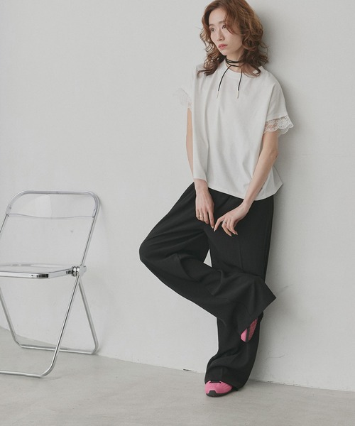 ad thie(アドティエ)の「レース スリーブドルマン Tシャツ(Tシャツ/カットソー・レディース・オフホワイト/ブラック・FREE)」の16枚目の写真