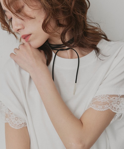ad thie(アドティエ)の「レース スリーブドルマン Tシャツ(Tシャツ/カットソー・レディース・オフホワイト/ブラック・FREE)」の18枚目の写真