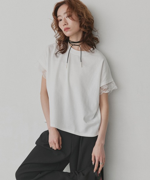 ad thie(アドティエ)の「レース スリーブドルマン Tシャツ(Tシャツ/カットソー・レディース・オフホワイト/ブラック・FREE)」の19枚目の写真