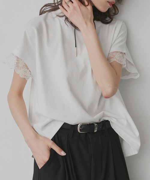 ad thie(アドティエ)の「レース スリーブドルマン Tシャツ(Tシャツ/カットソー・レディース・オフホワイト/ブラック・FREE)」の20枚目の写真